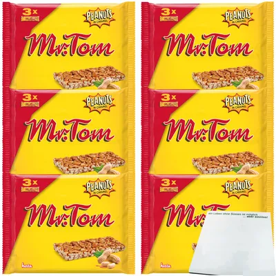 Produktbild von Mr.Tom Erdnuss Caramell Riegel 6er Pack (18x40g Riegel) + usy Block