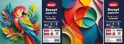 Produktbild von Farbiger, glänzender Papierblock im Format A5/8K (10 Stück) - Beniamin