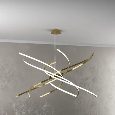 Immagine prodotto di Sospensione Moderna Tornado Alluminio Oro Brunito Led 88W D.100Cm Luce Calda