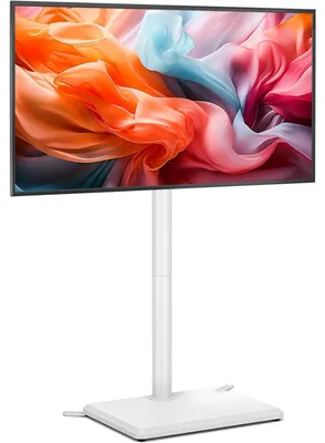 Image de Support mural pour télévision, réglable en hauteur et pivotant, pour écrans de 32 à 65 pouces, de couleur blanche
