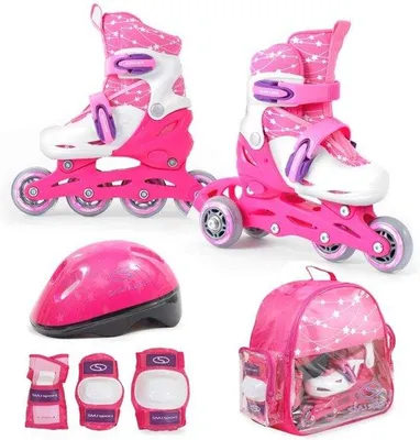 Productafbeelding van Verstelbare 2-in-1 Inlineskates voor Kinderen met Beschermingsset en Helm