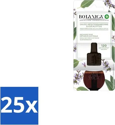 Zdjęcie produktu dla Air Wick – wkład uzupełniający – Botanica Śródziemnomorska szałwia i eukaliptus – 19 ml – opakowanie ekonomiczne – 25 sztuk