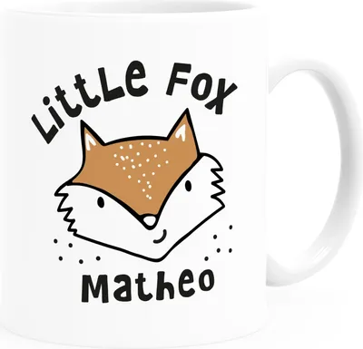 Produktbild von Kindertasse Kunststoff Tiermotive little Fox Fuchs Pinguin Panda personalisierte Geschenke für Kinder Jungen Mädchen SpecialMe® Fuchs weiß Kunstoff-Tasse