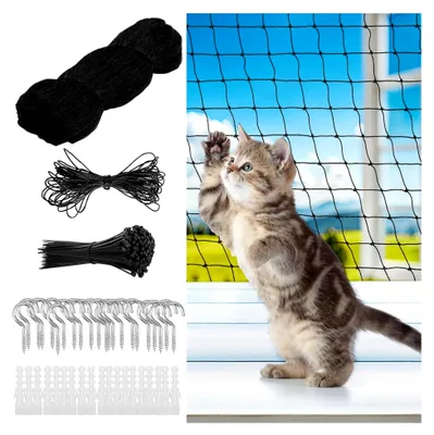 Produktbild von Katzenschutznetz für Balkon und Fenster, 3x4m Sicherheitsnetz mit Befestigungsmaterial, Schwarz