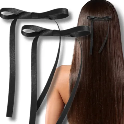 Produktbild von Damen-Haarspangen, schwarz, lange Schleifen, 2 Stück, elegant