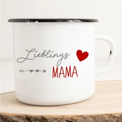 Produktbild von Huuraa Emaille Tasse Lieblings Mama Geschenk Kaffeebecher Vintage 300ml Lieblings Mama Präsent