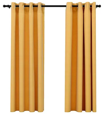Obrázok produktu pre vidaXL Zatemňovacie závesy očká ľanový vzhľad 2 ks. Žltá 140x175 cm