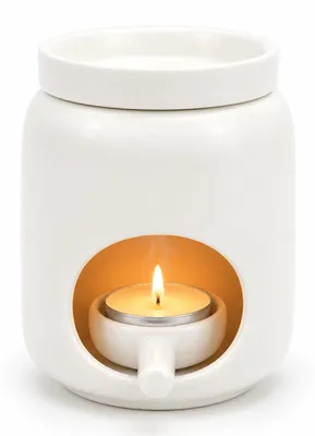 Keramik-Duftlampe mit Teelichthalter, Aromatherapie, weiß
