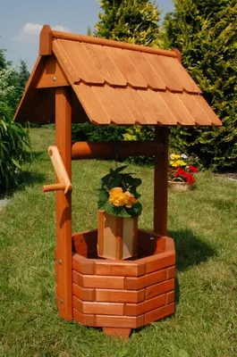 Produktbild von Zierbrunnen Holzbrunnen Gartenbrunnen imprägniert 1,0m massiv, aus Holz