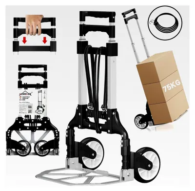 Produktbild von Klappbare Sackkarre Transportkarre bis 75 kg belastbar, mit 2 Expanderseilen & höhenverstellbarem Griff