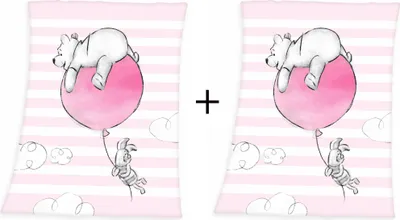 Produktbild von 2er-Set: Disney´s Winnie the Pooh Baby Flauschdecke Schmusedecke 75 x 100 cm, rosa+rosa