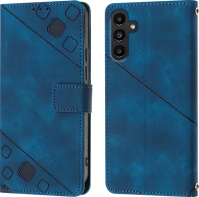 Produktbild von Hülle für Samsung Galaxy A14 5G Prägung Flip Leder Brieftasche Schutzhülle mit Ständer Blau