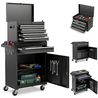 Produktbild von Werkzeugwagen, abschließbar - Schwarz, Metall - Tragfähigkeit: 100 kg