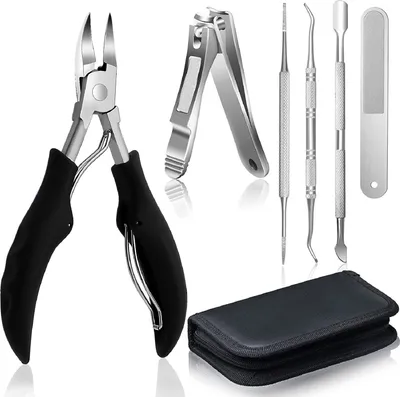 Produktbild von COOL-I® Professionelles Nagelknipser-Set – 6-teilig mit Etui Für dicke, eingewachsene und pilzbefallene Nägel – Edelstahl für hygienische Präzision