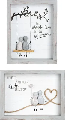 Produktbild von 2er Set Steinbild Liebe der schönste Weg - Zwei Varianten Inspirierender Wandkunst