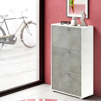 Immagine prodotto di Dmora Scarpiera Axinite 28x67x112h cm Bianco, 18 Paia 3 Ante Italy