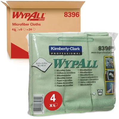 Produktbild von Kleenex Mikrofaser-Allzwecktücher, flaches Tuch, grün, 4 Päckchen x 6 Tücher, 1e