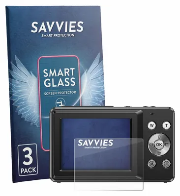 Produktbild von 3x Savvies Schutzglas Folie für IXNAIQY Vlogging Camera for Kids 9H Panzer Schutzfolie Glas Displayschutz klar transparent