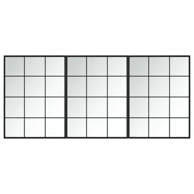 Produktbild von Wandspiegel 3 Stk. Schwarz 80x60 cm Metall