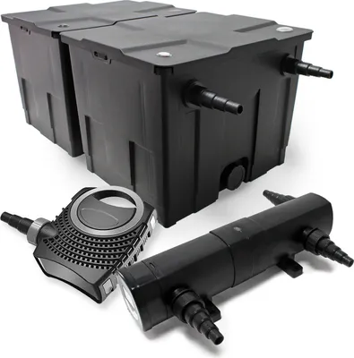 Produktbild von Wiltec Komplettset: CBF-350B Teichfilter bis 60000 L Teichfilteranlage als Durchlauffilter, NEO10000 SuperECO Teichpumpe 10000l/h 80W, CUV-218 Teichklärer UVC Klärer mit 18W