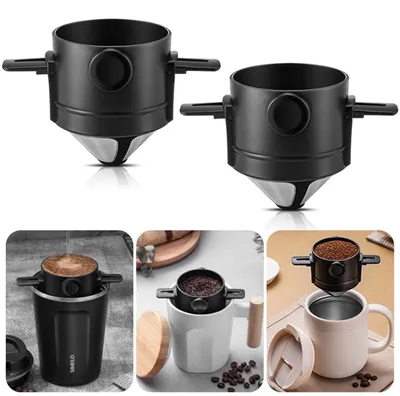 Kaffeefilter 2er-Pack, Edelstahl, wiederverwendbar, Kegelform