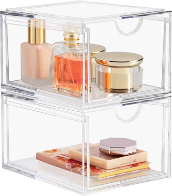 Produktbild von Make-up Organizer 20x15x12 cm, 2 Stücke, Acryl transparent, stapelbar, für Badezimmer