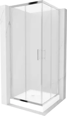 Immagine prodotto di Mexen Rio cabina doccia quadrata 80 x 80 cm, smerigliata, cromo + piatto doccia Rio, bianco - 860-080-080-01-30-4510