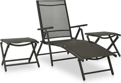 Produktbild von 3-tlg. Garten-Lounge-Set Textilene und Aluminium Schwarz