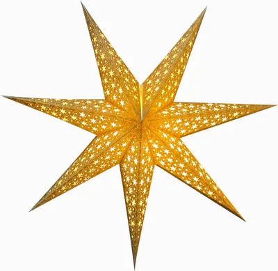 Produktbild von Faltbarer Advents Leucht Papierstern, Weihnachtsstern 60 cm - Milenka Gold, Papiersterne 60 cm