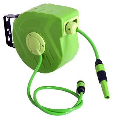 Produktbild von Outsunny Schlauchtrommel Schlauchaufroller Automatik 10+1m Druckluft Garten Grün