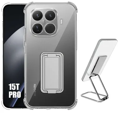 Image de Coque pour Xiaomi 15T Pro, Protection Silicone Antichoc avec Support Ajustable Argenté