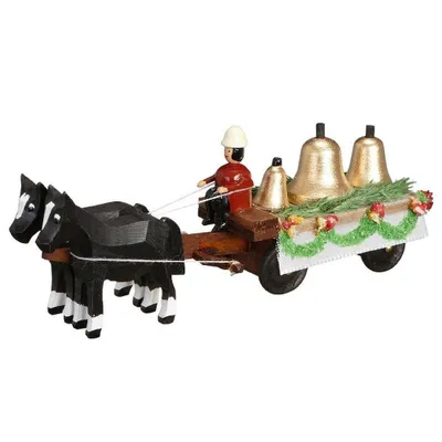 Produktbild von Pferdegespann Glockenwagen Miniaturgespann Länge 9cm