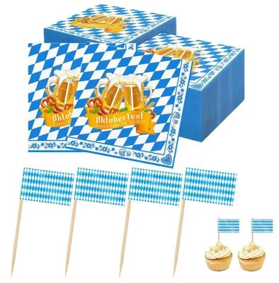 Productafbeelding van 100 Stuks Servetten en 100 Bavarian Tandenstokers