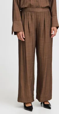 Image de Fransa FRAriana - Pantalon pour femme, pantalon en tissu à jambes larges, taille élastiquée, poches latérales, coupe décontractée
