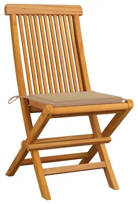 Produktbild von vidaXL Gartenstühle mit Beigen Kissen 8 Stk. Massivholz Teak
