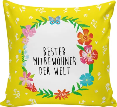 Produktbild von Mr. & Mrs. Panda zier kissen Mitbewohner - Weiß - Geschenk, Dekokissen, Sofakissen, WG, Sofa, Deko, kuschelkissen 40x40, Zimmernachbar, Wohngemeinschaft, WG-Bewohner
