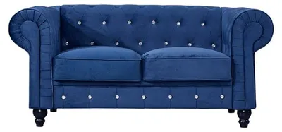 Produktbild von Klassische Leder Couch - Blaue Chesterfield Sofa 2 Sitzer jvmoebel®