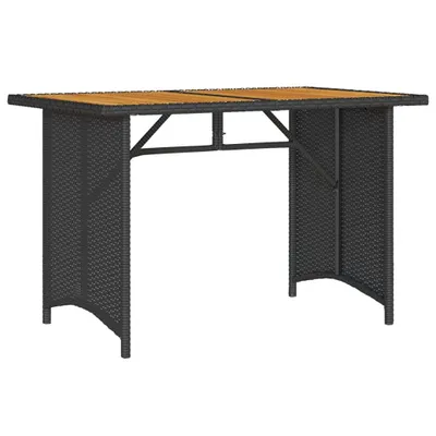Produktbild von vidaXL Gartentisch mit Holzplatte Schwarz 110x68x70 cm Poly Rattan