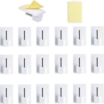 Produktbild von 20pcs Gardinenhaken Selbstklebend Klebehaken Gardinenstange Vorhang Haken Weiß für Gardinenstangen Vitragestangen Gardinenhalter Fenster