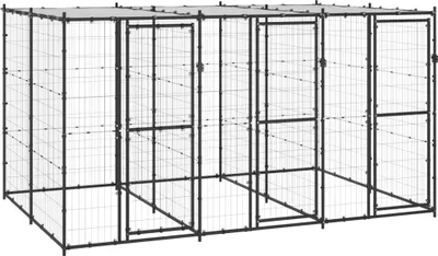 Produktbild von The Living Store Outdoor-Hundezwinger Stahl mit Überdachung 7,26 m²
