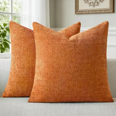 Produktbild von Kissenbezug 50x50 cm Orange Chenille 2er Set