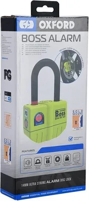 Image de OXFORD Boss Alarm : antivol de disque de frein 14 mm avec chaîne de 12 mm x 1,5 m -  Sold Secure Gold