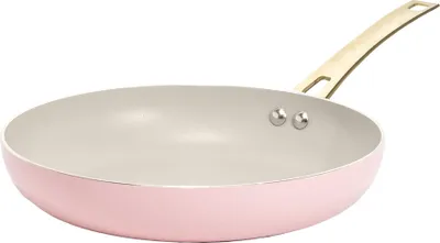 Produktbild von Paris Hilton  Aluminium Pfanne mit Keramischer Antihaft-Beschichtung, Ø25x45cm, für alle Herdarten inkl. Induktion, Spülmaschinenfest, Goldgriff  Pink/Creme/Gold