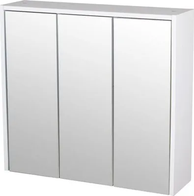 Produktbild von Spiegelschrank mit 3 Türen Weiß 65x60x17 cm Badezimmerschrank Spiegel Badschrank Wandspiegelschrank mit Stauraum