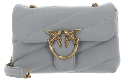 Produktbild von PINKO Umhängetasche Schultertasche Love Puff Baby CL Sheep Nappa Pearl Grey - Antique Gold blaugrau