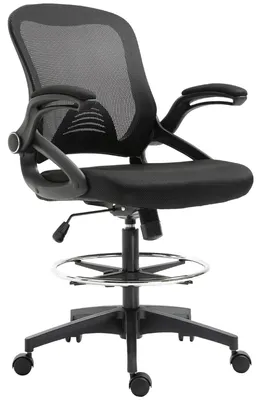 Productafbeelding van Vinsetto Mesh-kantoorstoel, ergonomische bureaustoel met wielen, draaibaar, zwart