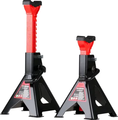 Obrázok produktu pre HEYNER® Podperný stojan sada 2 ks s gumovou podložkou Výška zdvihu 300-444 mm Certifikát Nosnosť 3 t Podperný stojan Podperná noha 10-polohová výšková nastaviteľnosť
