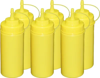 Produktbild von 6 Stück gelbe Quetschflaschen 0,49 Liter Dosierflasche Spenderflasche Dressingflasche