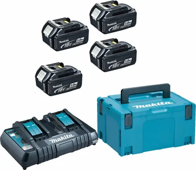 Produktbild von Makita 197626-8, Batterie- & Ladegerät-Set, Lithium-Ion (Li-Ion), 5 Ah, 18 V, Makita, Schwarz, Blau