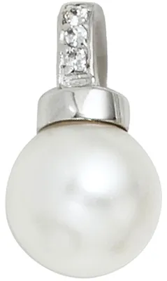 Immagine prodotto di Ciondolo da collana in argento 925 con 3 zirconi e perla sintetica